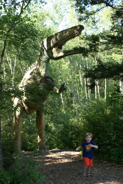 Photo of a life-size dino at Dinosaur Place in Connecticut